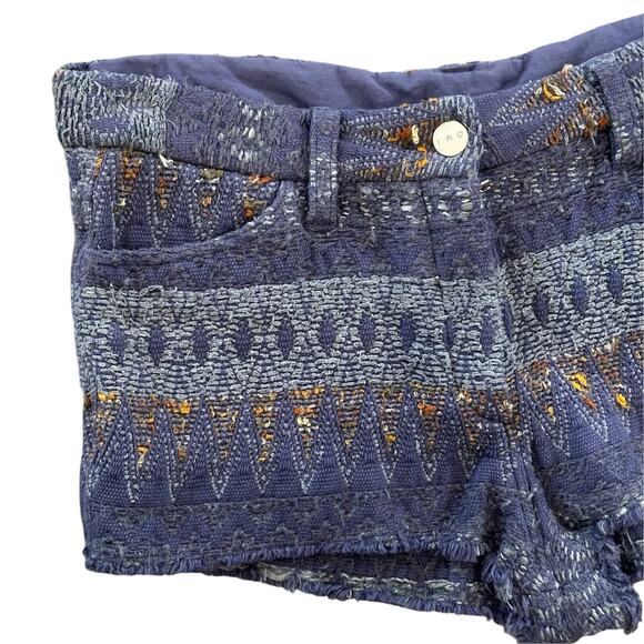 IRO Monroe Women's Blue Embroidered Cotton Silk Knit Boho Shorts Size 1 - Picture 3 of 8